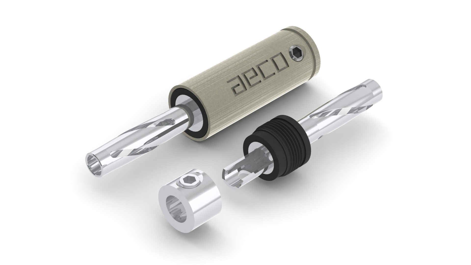 aeco Banana Plug ABP-1111S, 4pcs/1set, Silver Plating, Vacuum bag