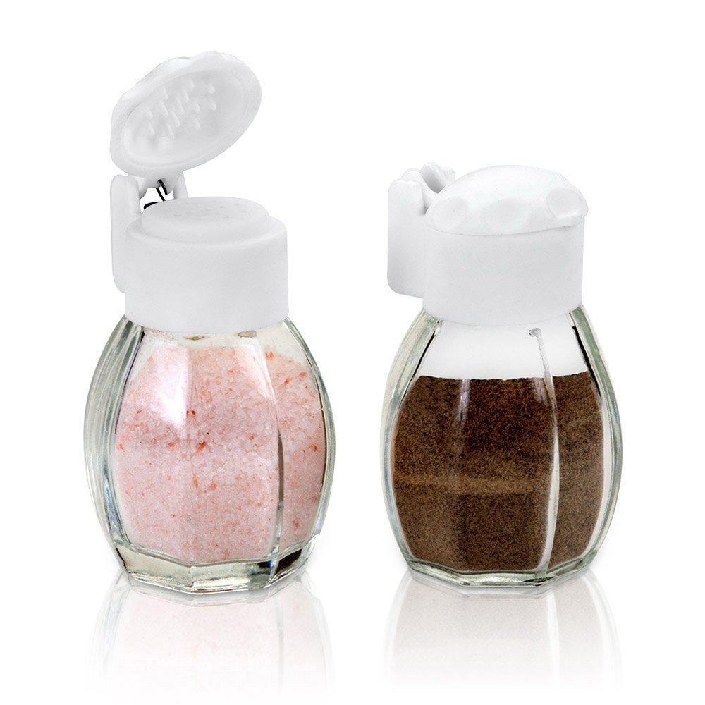 METALTEX Glass Salt and Pepper Set, 40ml, White