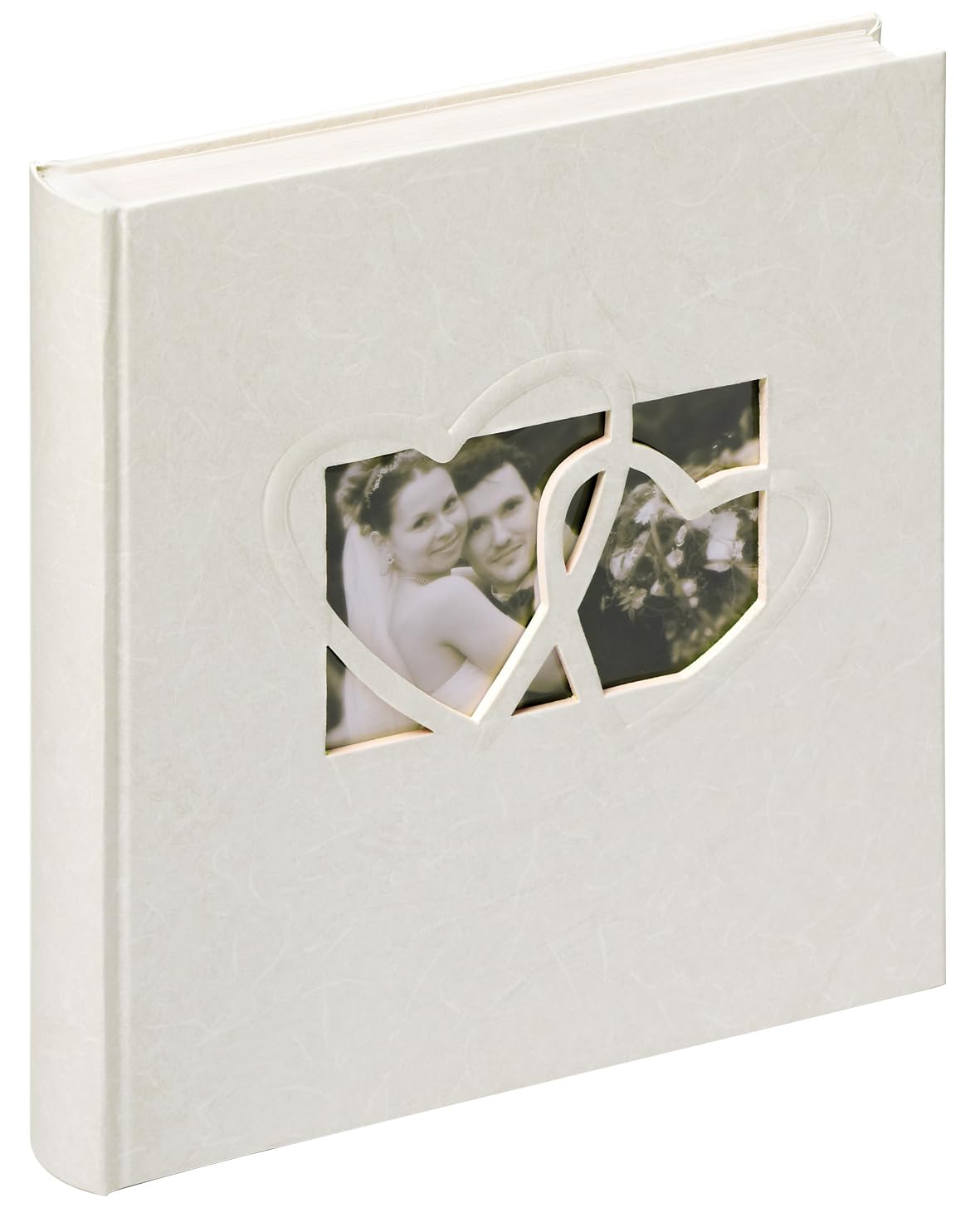 walther design Photo Album White 28 x 30,5 cm Linen Cover with Punched Cover, wedding Album Sweet Heart UH-123
