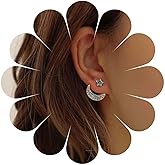 Iaceble Bohemia Moon Star Ear Jacket Earrings Gold Crystal Moon Dangle Earrings Cz Star Crescent Earrings Vintage Half Moon Earrings Jewelry for Women