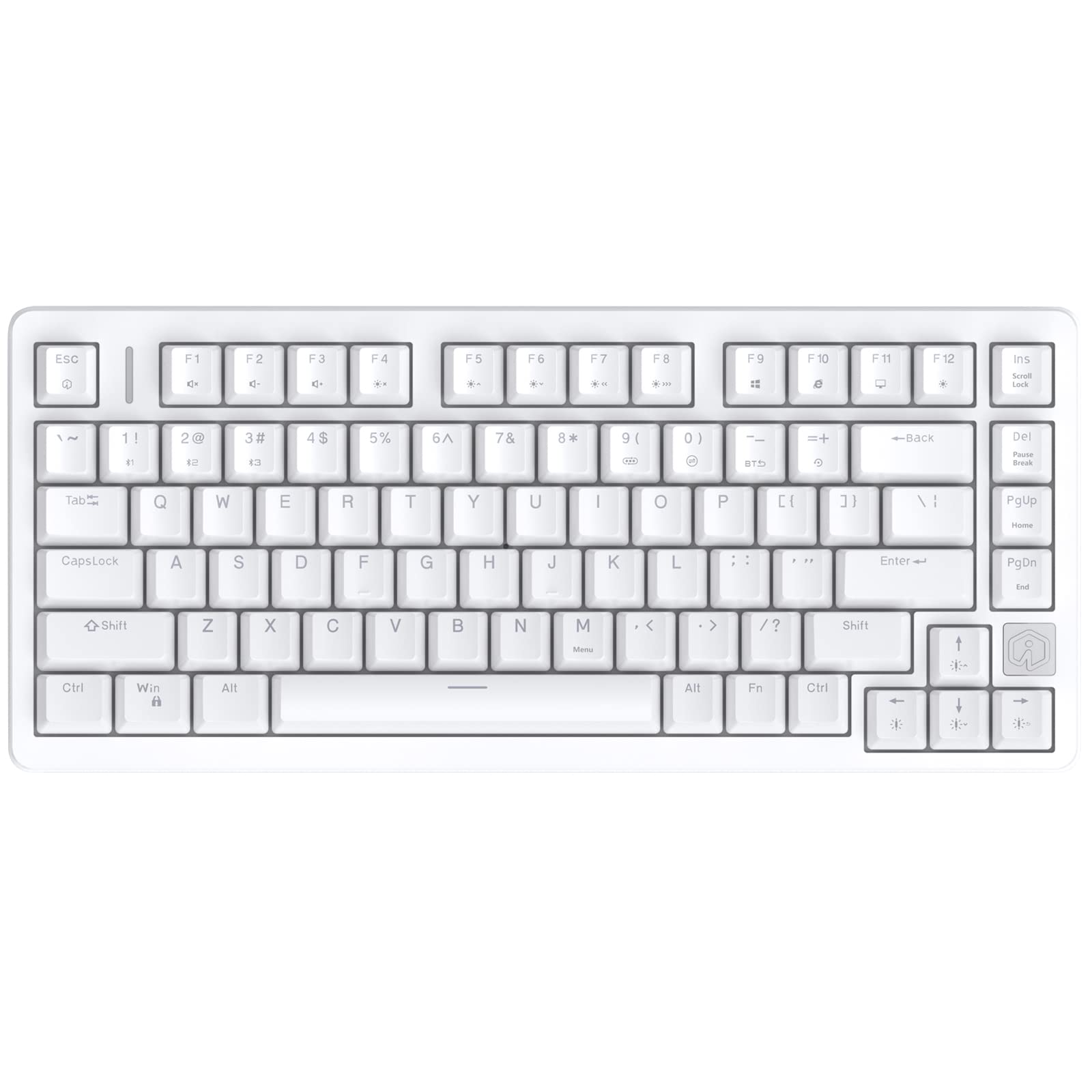Photo 1 of IROK FE75Pro Wireless RGB Hot Swappable Mechanical Keyboard, Three-Layer Dampening 81 Keys Gaming Keyboard, Customizable Backlit, USB-C/2.4GHz/Bluetooth- White