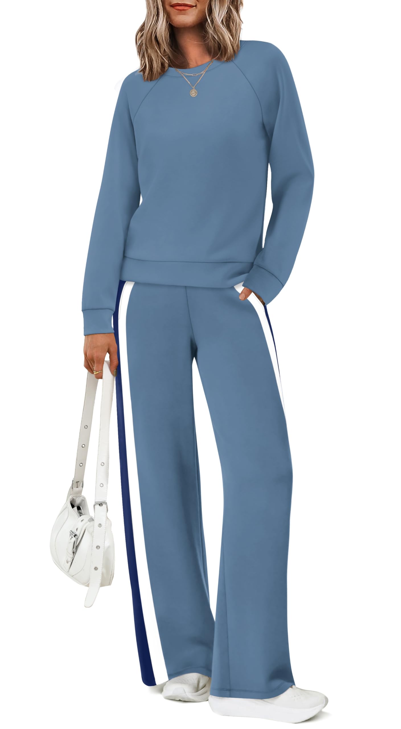 View 1 of ** SIMILAR IMAGE***XIEERDUO Workout Sets for Women 2 Piece Travel Outfits for Women Fall Fashion Must Haves Women's Winter Clothing Matching Sets Blue M