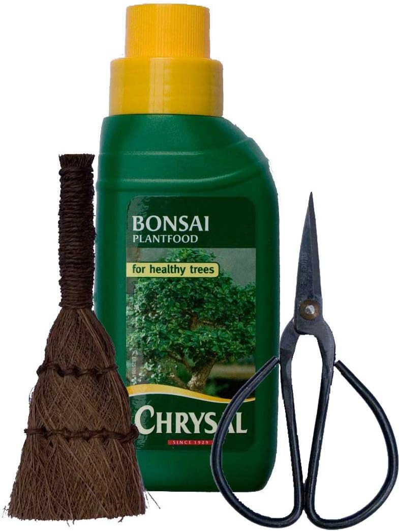Bonsai Tree 3 Piece Care Set Liquid Feed, Scissors and Brush BigaMart