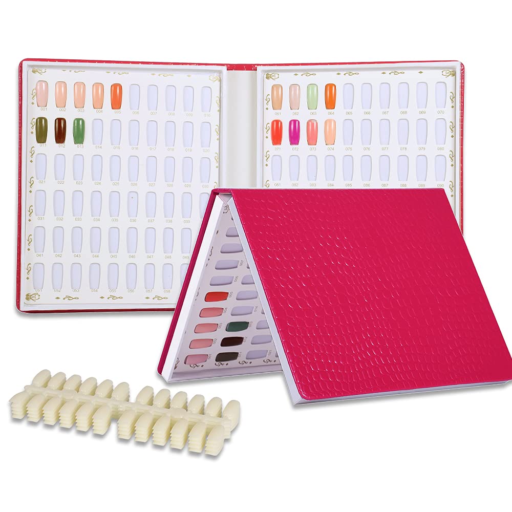 TP 120 Nail Tips Leather Cover Gel Polish Display Chart Book Nail Art Salon Tools (Rose)
