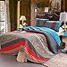 Exclusivo Mezcla Bohemian Quilt Set King Size, Lightweight Quilted Bedspread/Coverlet/Bed Cover/Bedding Set with Colorful Print Pattern (Red and Blue, 96x104)