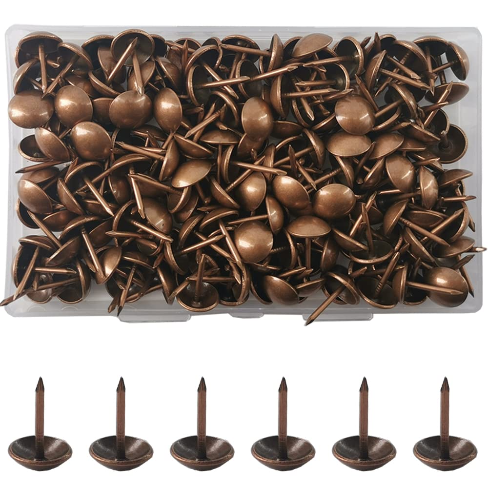 Yosawo 200Pcs Furniture Decorative Tacks Upholstery Tacks Pins Thumb Tack Stud Tacks Push Pins（Red bronze）
