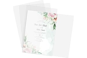 GUDELAK 130 Pack Vellum Jackets for 5x7 Invitations, Pre-Folded Vellum Paper for Wedding Invitation Non-Printed Transparent Wedding Invitation Jacket for Wedding Baby Shower Birthday Invitations Cards