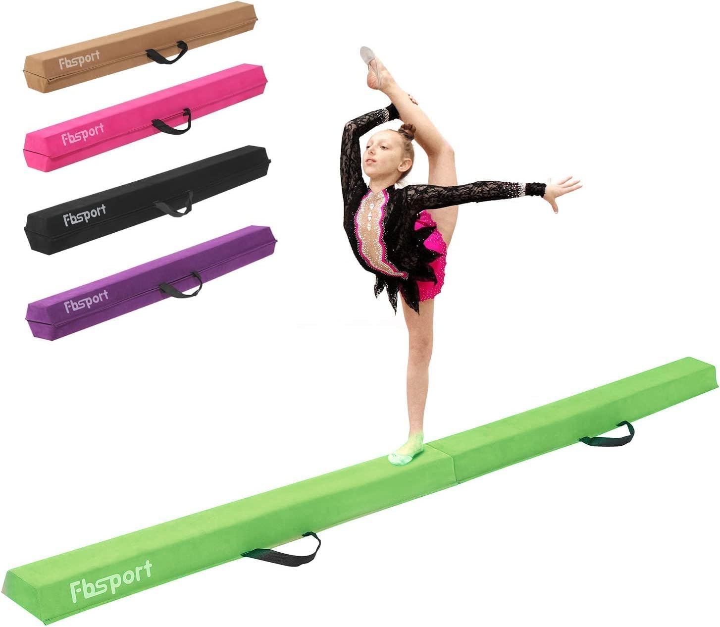 FBSPORT 270 cm Folding Balance Beam, Gymnastics Balance Beam, Gymnastics Floor Beam, Flocked Layer Balance Beam, Balance Fitness Equipment For Children