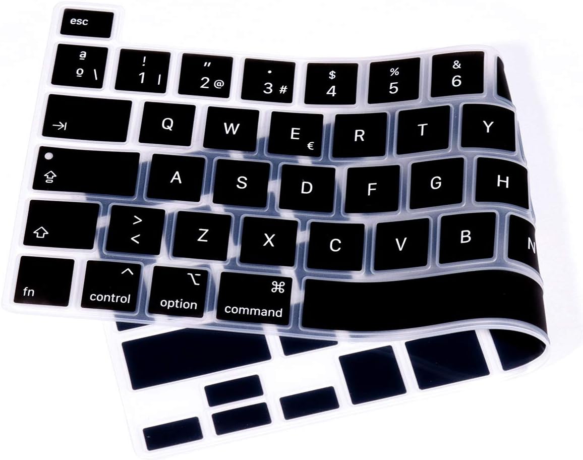 MMDW Spanish Language ESP Silicone Keyboard Cover Skin for MacBook Pro 16 2019 A2141 for MacBook New Pro 13.3 inch A2338 M1/A2251/A2289 with Touch Bar & Touch ID European Version(Black) - Image 4