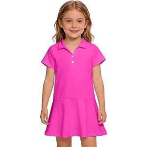 SIYBVTVI Uniform Dresses for Girls Kids Summer Short Sleeve Athletic Tennis Polo Dress A-Line Twirl Back to School Dress Firs