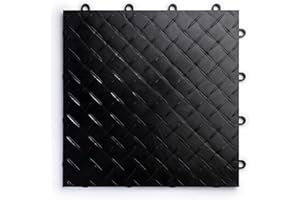Big Floors RaceDeck Diamond Plate Design, Durable Interlocking Modular Garage Flooring Tile (Black, 48 Pack of 12 x 12" Tiles)