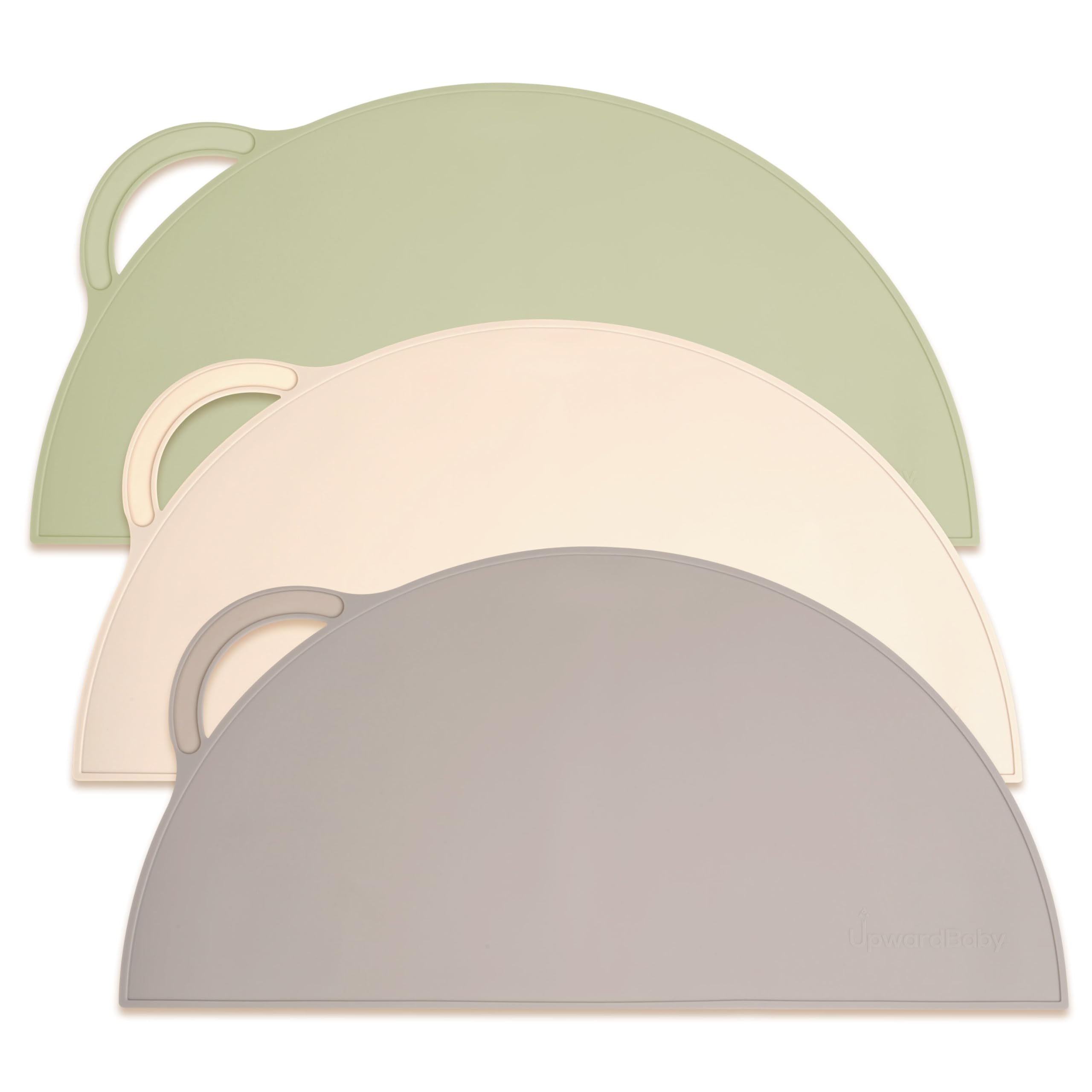 UpwardBaby Silicone Placemats for Toddlers - Suction Baby Placemat for Restaurants & Home - Set of 3 - Kids Placemat for Dining Table-Washable Wipeable Nonslip BPA-Free Placemats for Kids
