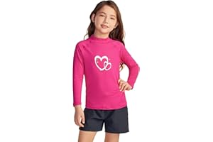 TSLA Girls Long Sleeve Rash Guard Shirt, UV/SPF Water Beach Surf Swim Top, UPF 50+ Sunscreen Swimwear Shirts