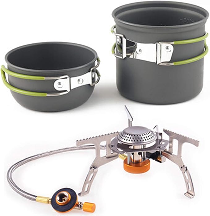 Camping pots and pans set, camp cookware set, Outdoor
