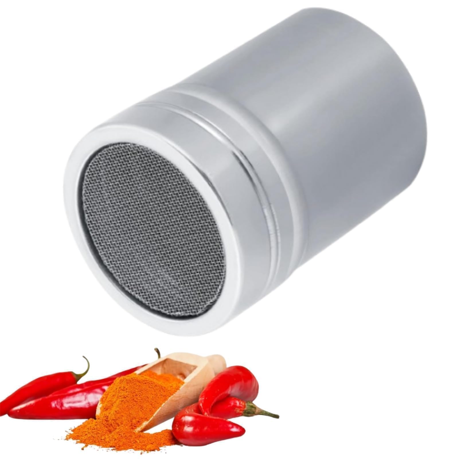 Flour Shaker, Stainless Steel Powdered Sugar Shaker Duster Spice Jars with Shaker Lids Fine Mesh Sieve Powder Seasoning Bottle for Cooking Kitchen(S)