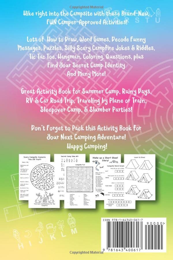 The Crazy Fun Camp Activity Book: for Kids Word Games, Camping Activities Book, Puzzles, Questions, Jokes, Fun Sleep Away Camp Gift, Sleepover Gift, Camping Stuff, Fun Camping Games for Girls, & Boys!