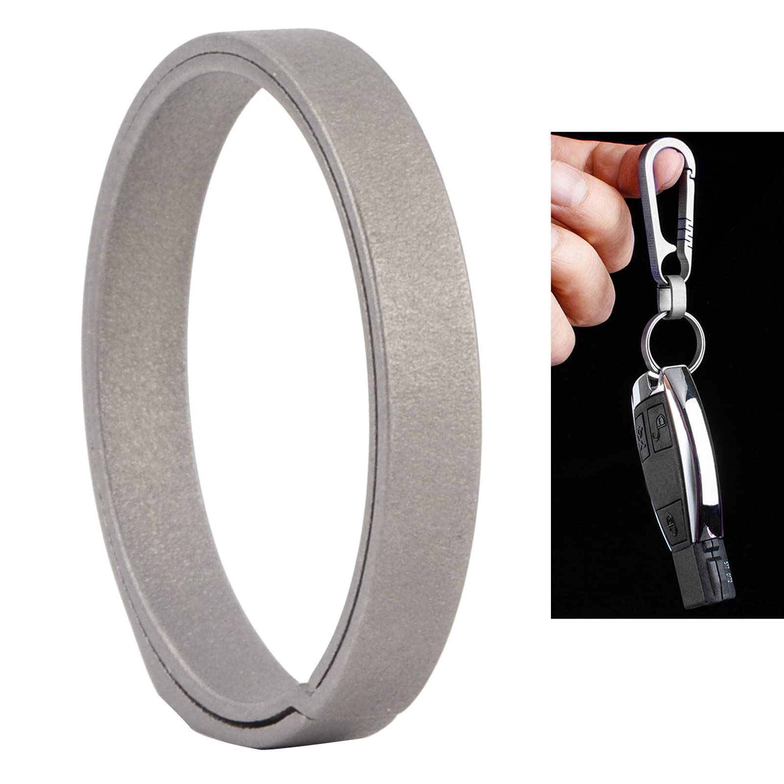 Tissting 20mm Key Ring Hoop, Keychain Loops Rings Alloy Keyrings Outdoor Small Tool Quick Release Kes Loop for Keychains Car (Gray)