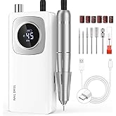 Electric Nail Drill Professional: Rechargeable Nail File with Bits for Acrylic Gel Nails, Professional Nail Drill Manicure Pedicure Polishing Shape Tools for Home Salon (White)