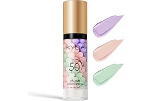 KYDA 3 in 1 Color Correcting Primer,SPF Makeup 50 PA+++,Color Correcting Serum, Moisturizing Makeup Sunscreen Primer Face, One Step Makeup Primer, Oil Control Skin Corrector,Purple Pink Green