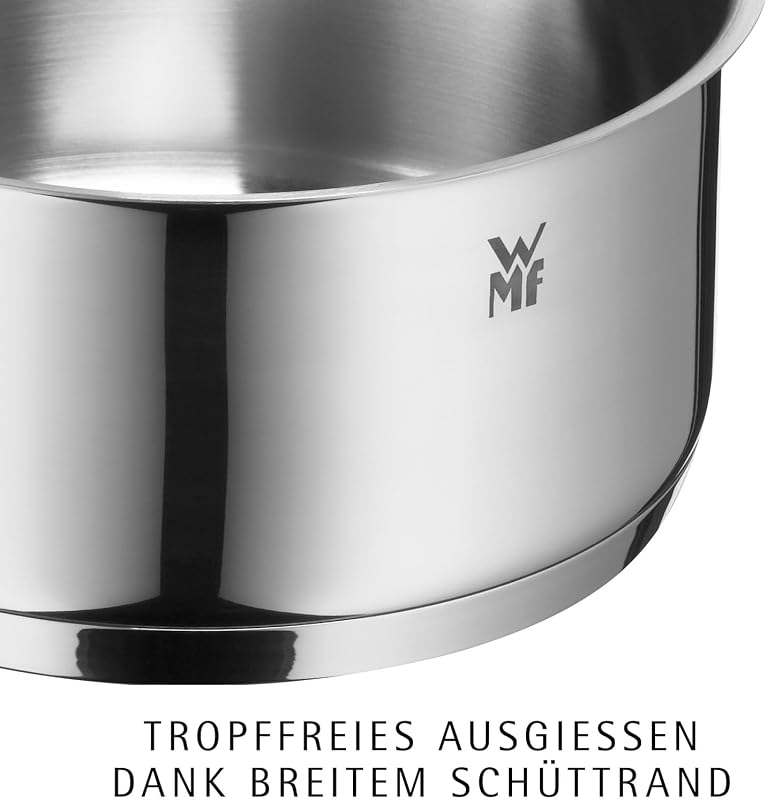 Diadem Plus Kochtopf 20 cm, Glasdeckel, Topf 20cm, Bratentopf Induktion 3l, Kochtopf groß Cromargan Edelstahl poliert, Nudeltopf unbeschichtet