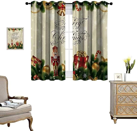 Christmas Window Curtain Fabric Noel Season Ornaments with Birch Branch