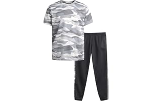 Pro Athlete Boys' Active Pants Set - 2 Piece Performance T-Shirt and Tricot Jogger Sweatpants - Sports Outfit for Boys (8-16)