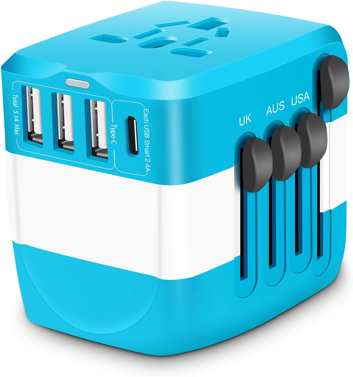 Travel Adapter Universal 2300W 110-250V 10A Power Adapter w/ 4 USB Ports 1 AC Outlet Travel Charger Plug Adapter for Phone Camera Hair Dryer and More Electronics in EU UK US AU Over 150 Countries: Home Audio & Theater