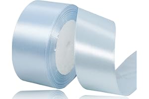 Light Blue Satin Ribbon 1-1/2 Inches, 25 Yards Solid Color Fabric Ribbon for Gift Wrapping, Crafting, Bows Making, Sewing Pro