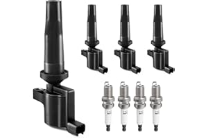 NPAUTO Ignition Coil Pack Spark Plugs Combo fit for 2.0 2.3 Ford Escape Focus Transit Connect 2004 2005 2006 2007 2008 2009 2010 2011, 04 05 Mazda 3 6 Tribute Mercury Mariner, FD505 DG504, 4pcs