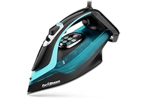 PurSteam SteamTech Elite 1750W Steam Iron, Digital Temp Control & LED Display, Ceramic Soleplate, Adjustable Steam, Self-Clea