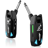 JOYO Wireless Guitar System UHF Transmitter Receiver 6 Channel <2ms Low Latency 150ft Long Range Rechargeable for Guitar Bass 6.35mm Mono Audio Cordless (JW-08)