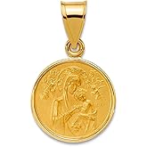 JewelryWeb 13.3mm 14k Yellow Gold Polished and Satin Solid Our Lady Of Perpetual Help Medal Pendant Necklace Pendant for Women