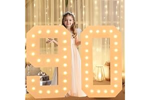 LOBOOM 3FT Light Up Numbers, White Giant Marquee Number Mosaic Number for 90th Birthday Backdrop Anniversary Decorations Large Numbers for Party Wedding Decor, Pre-Cut Foam Frame Number 90