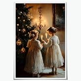 Medpol Vintage christmas wall art christmas tree wishing girl canvas poster winter room holiday decoration for farmhouse cabin living room bedroom Unframed16x24inch