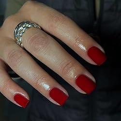 Matte Red Press on Nails Short Square, Natural