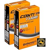 Continental Race 28"" LIGHT 700x20-25c Inner Tubes - 42mm Presta Valve (Pack of 2 Tubes w/Conti Sticker), Black