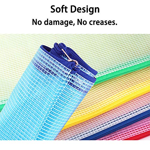 10Pcs A5 Zipper Pouch, Austark 9.2''x6.7'' Size File Bags PVC Durable Document Bags Filing Organization for School Office Home Travel (A5 Mix Colored) - Thumbnail 5