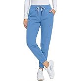 TINYLEMON Scrub Pants for Women - Slim Fit Soft Four Way Stretch Anti-Wrinkle Yoga Waistband Women Joggers 8 Pockets