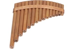 Panpipe Pan Flute, Bamboo 15 Pipes G Key Pan Flute Musical Instrument with Bag Swabs and Wipes for Daily Practice (Right Hand