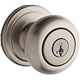 Kwikset Hancock Entry Door Knob with Lock and Key, Secure Keyed Handle Exterior, Front Entrance and Bedroom, Satin Nickel, Pick Resistant SmartKey Rekey Security and Microban