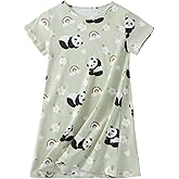 Uobzyaq Girl's Stripes Nightgowns Cotton Sleep Shirts Sleepwear Princess Nightdress