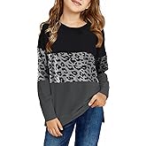 storeofbaby Girls Tops Casual Long Sleeve Shirts Loose Round Neck Tunic Blouse