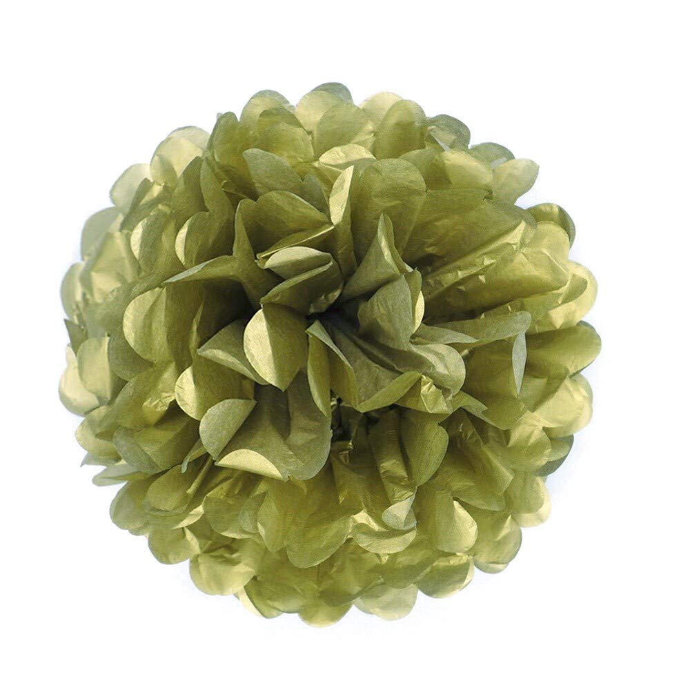 JZK 10pcs 25cm Gold Tissue Paper Hanging pom poms Flower Ball Decorative Pompom Party Decorations for Golden Wedding Anniversary 50th Birthday, Baptism, Baby Shower, Holy Communion Christmas — image 1