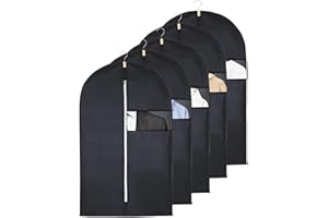 ximrirals 5 Pack Garment Bags for Hanging Clothes, 40 Inch Suit Bags with Zipper and Clear Window for Travel and Clothes Stor