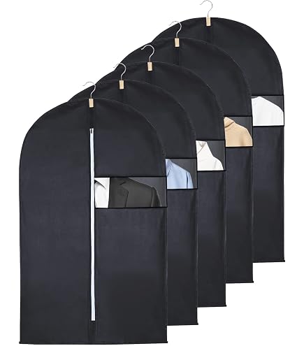 Lot De 5 Grands Sacs De Rangement Transparents Pour Costumes Et Vestes - 2m Avec Fermeture Éclair - Protection Anti-Poussière