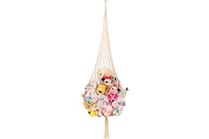 AMDERMI Novel Stuffed Animal Net or Hammock Macrame Toy Display- 6.5ft H,One Hook! Perfect for The Tiny Space in Corner,Wall Ceiling Hanging Net, Stuffies Animal Storage for Kid Room Bedroom Playroom Decor