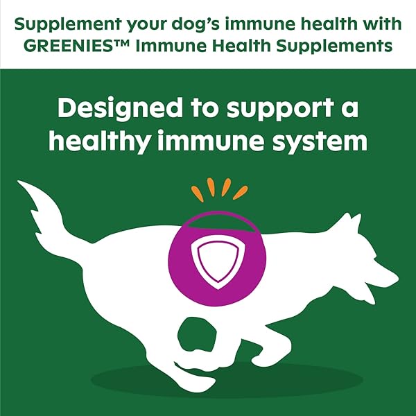 GREENIES IMMUNE HEALTH DOG SUPPLEMENTS WITH AN ANTIOXIDANT BLEND OF VITAMIN C AND E, CHICKEN-FLAVOR SOFT CHEWS FOR ADULT DOGS, 40-COUNT
