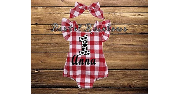 red gingham romper baby