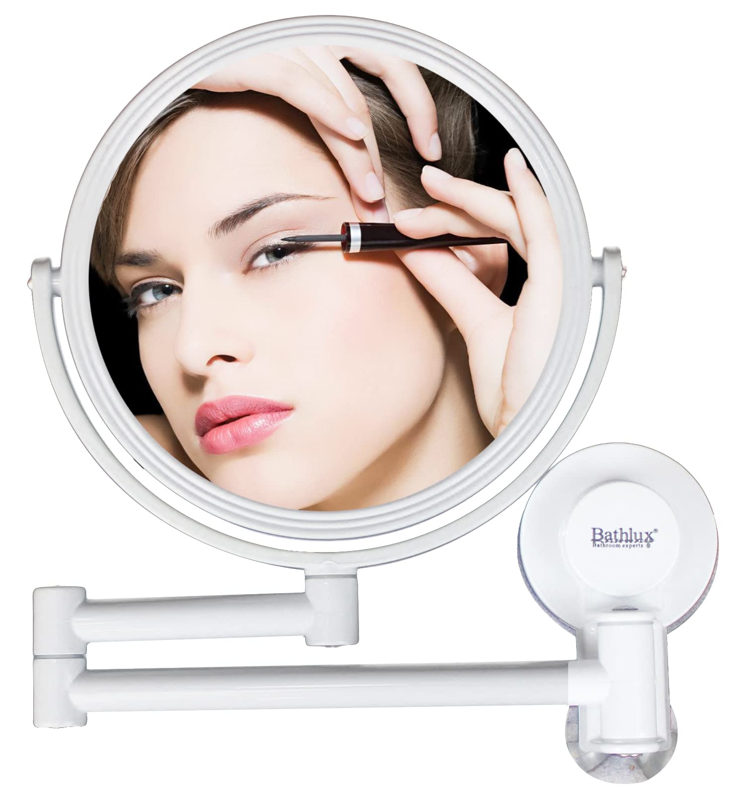 MASMAS Bathroom Wall Makeup Mirror with Magnification 1X/2X Double-Sided Cosmetic 360 Rotating with Suction Cup Easy Installation
