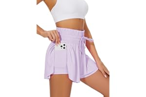 Heyielda High Waist Flowy Athletic Shorts for Women Butterfly Shorts High Rise Workout Gym Shorts